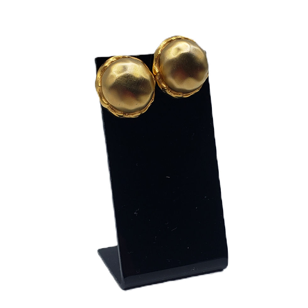 Thumbnail: Vintage 80s Matte Gold Tone Dome Button Pierced Post Stud Earrings