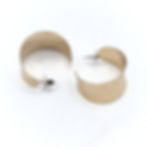 Vintage Gold Tone Wide Concave Ribbon Hoop Earrings Chunky C Shaped 1.5"