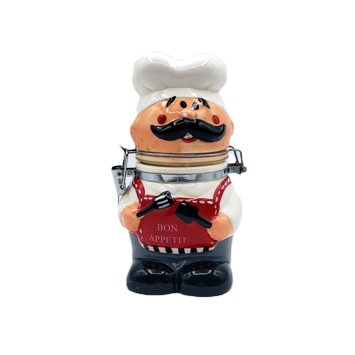 Vintage Boston Warehouse Fat Chef Canister Latch Jar