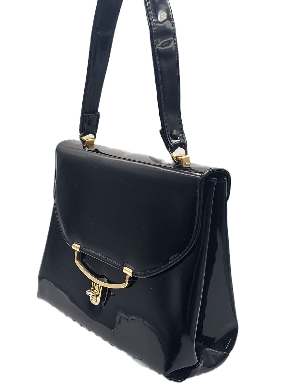 Thumbnail: Vintage Bobby Jerome Patent Leather Handbag side view