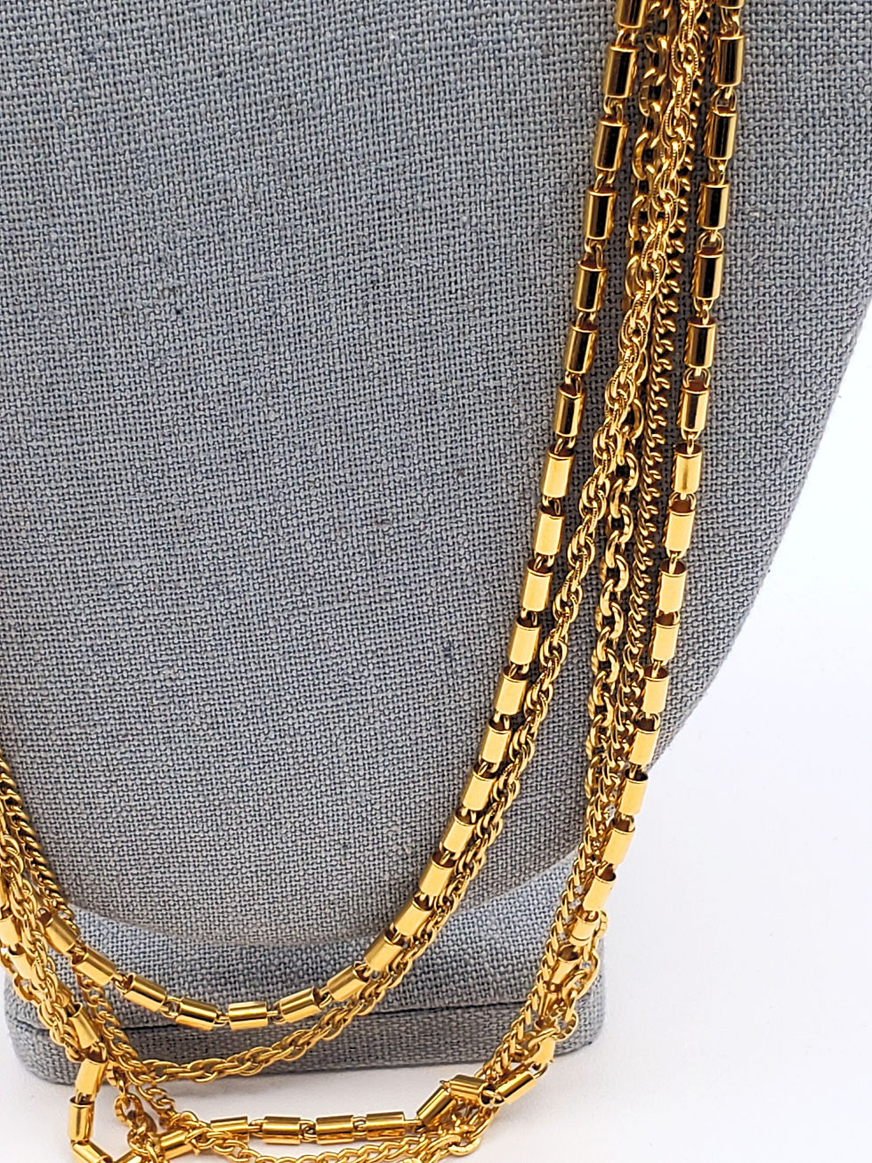 Thumbnail: Vintage Trifari Multi Strand Gold Chain Necklace