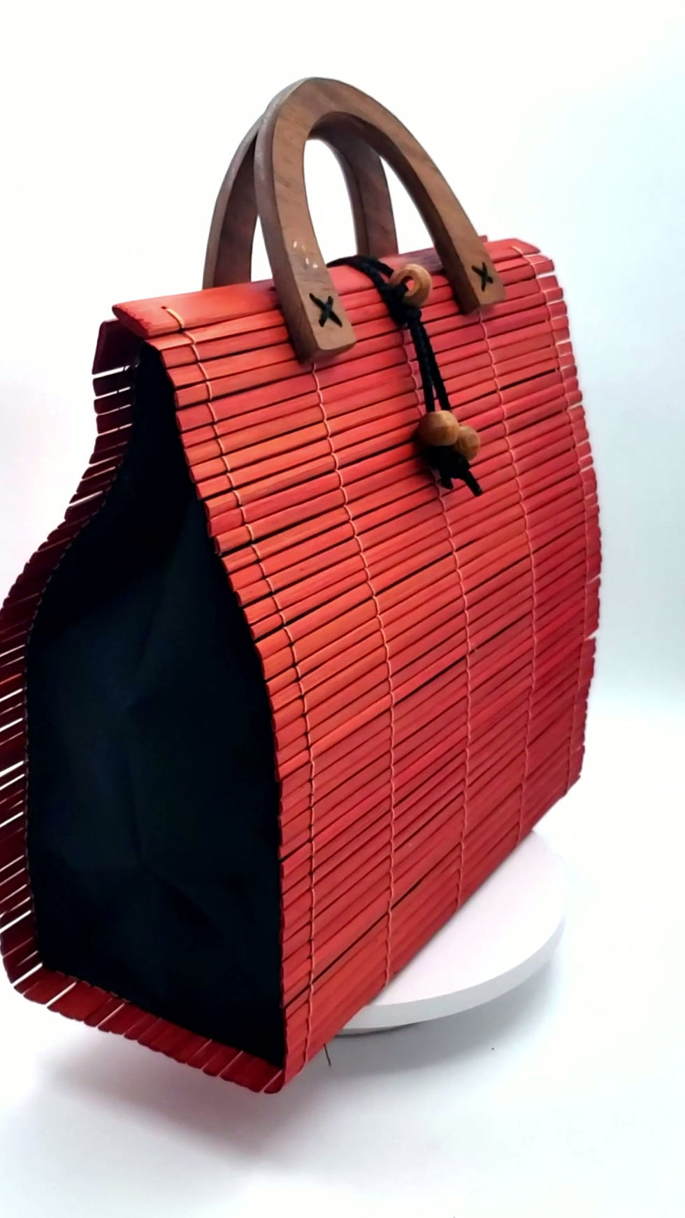 Thumbnail: Vintage Bamboo Slat Handbag product view