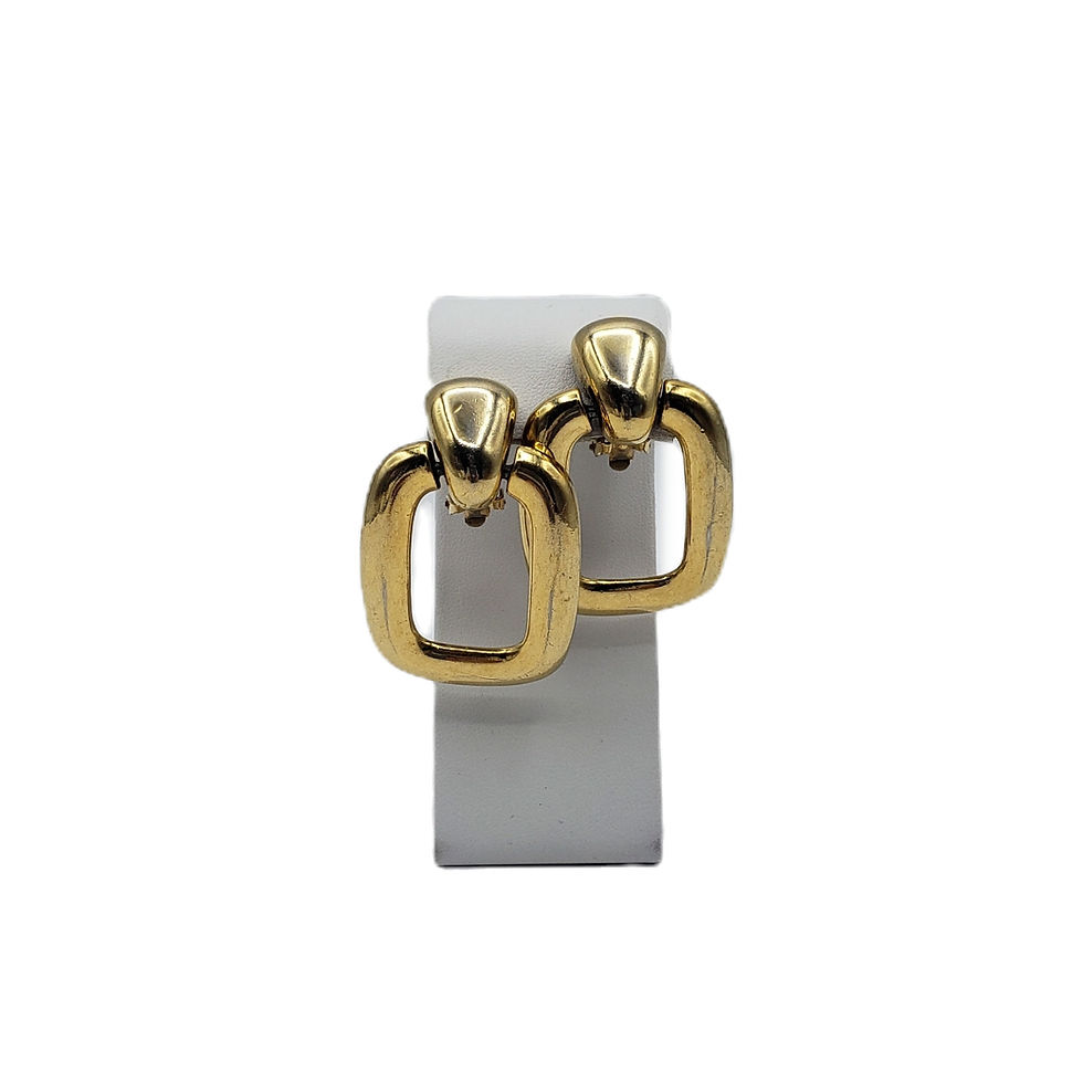 Vintage Erwin Pearl PEP Gold Door Knocker Chunky 80's Couture Statement Earrings