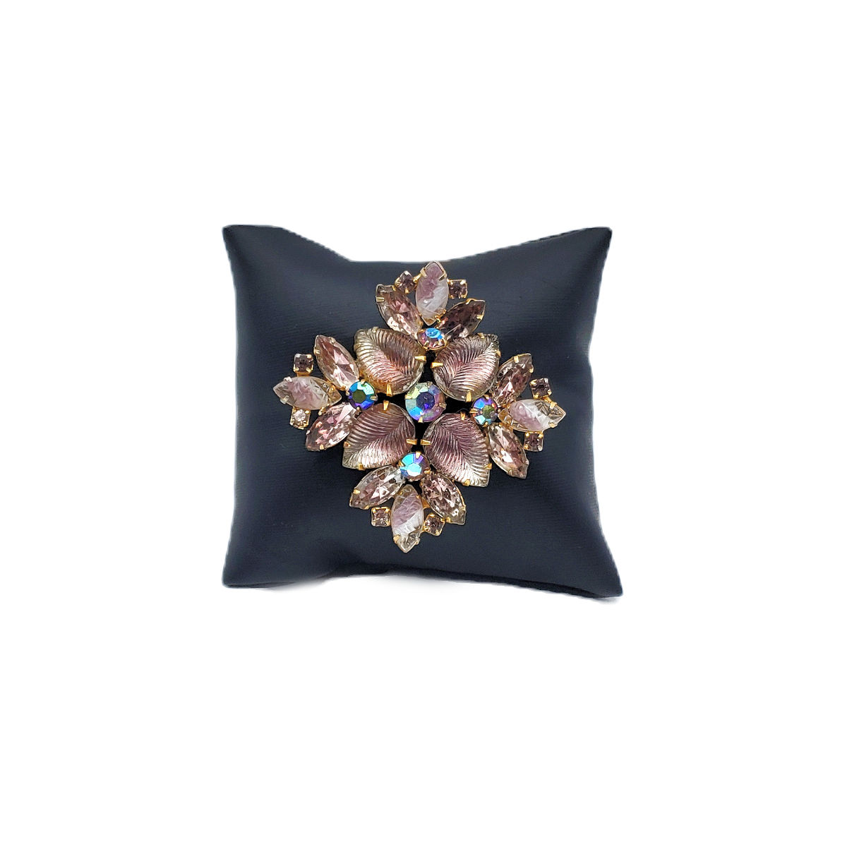 Vintage Iridescent Glass Floral Brooch