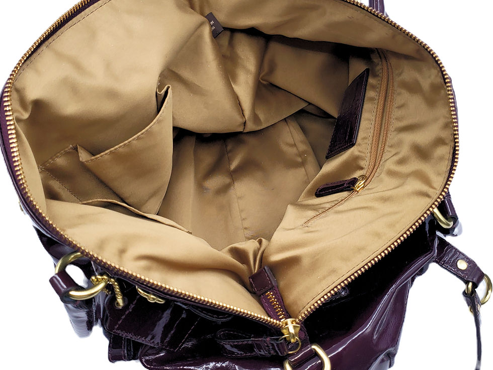 Thumbnail: Coach Patent Leather Madison Lindsey Satchel Bag interior view