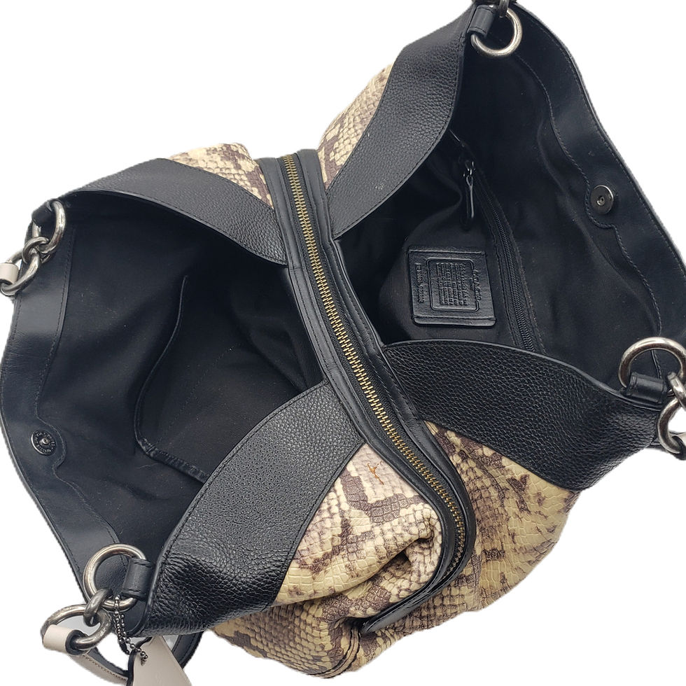 Thumbnail: Coach Black Lexy Snake Emobossed Shoulder Bag