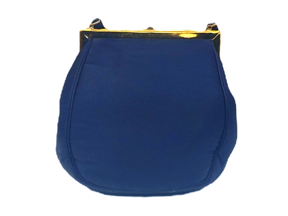 Thumbnail: Vintage Morris Moskowitz Navy Satin Evening Bag