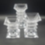 Vtg. Shannon Crystal by Godinger Pagoda Candle Holders Set of 3 Reversible