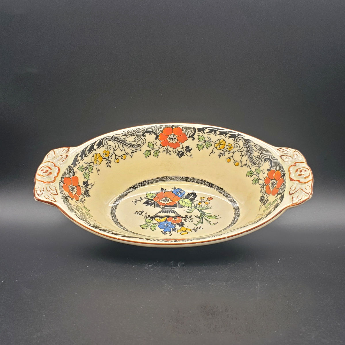 Vintage Enoch Wood Danbury Hand Painted Oval Serving Bowl