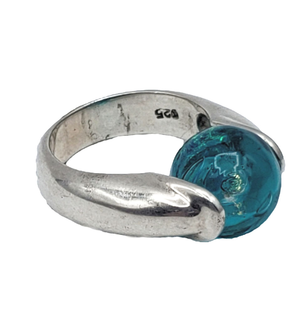 Thumbnail: 925 Sterling Silver Glass Orb Ring
