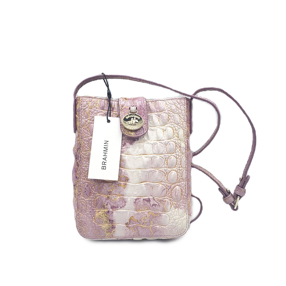 NWT Brahmin Marley Lilac Melbourne Pink Lavender Gold Croc Crossbody Bag