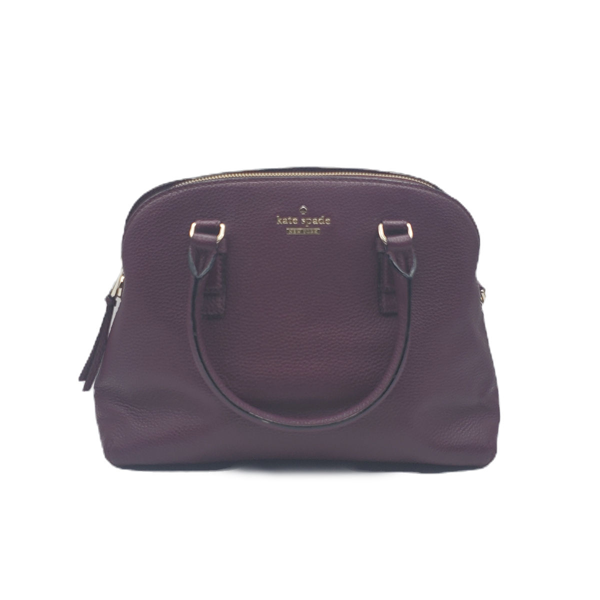 Kate Spade Jackson Street Lottie Plum Burgundy Pebbled Leather Satchel Bag