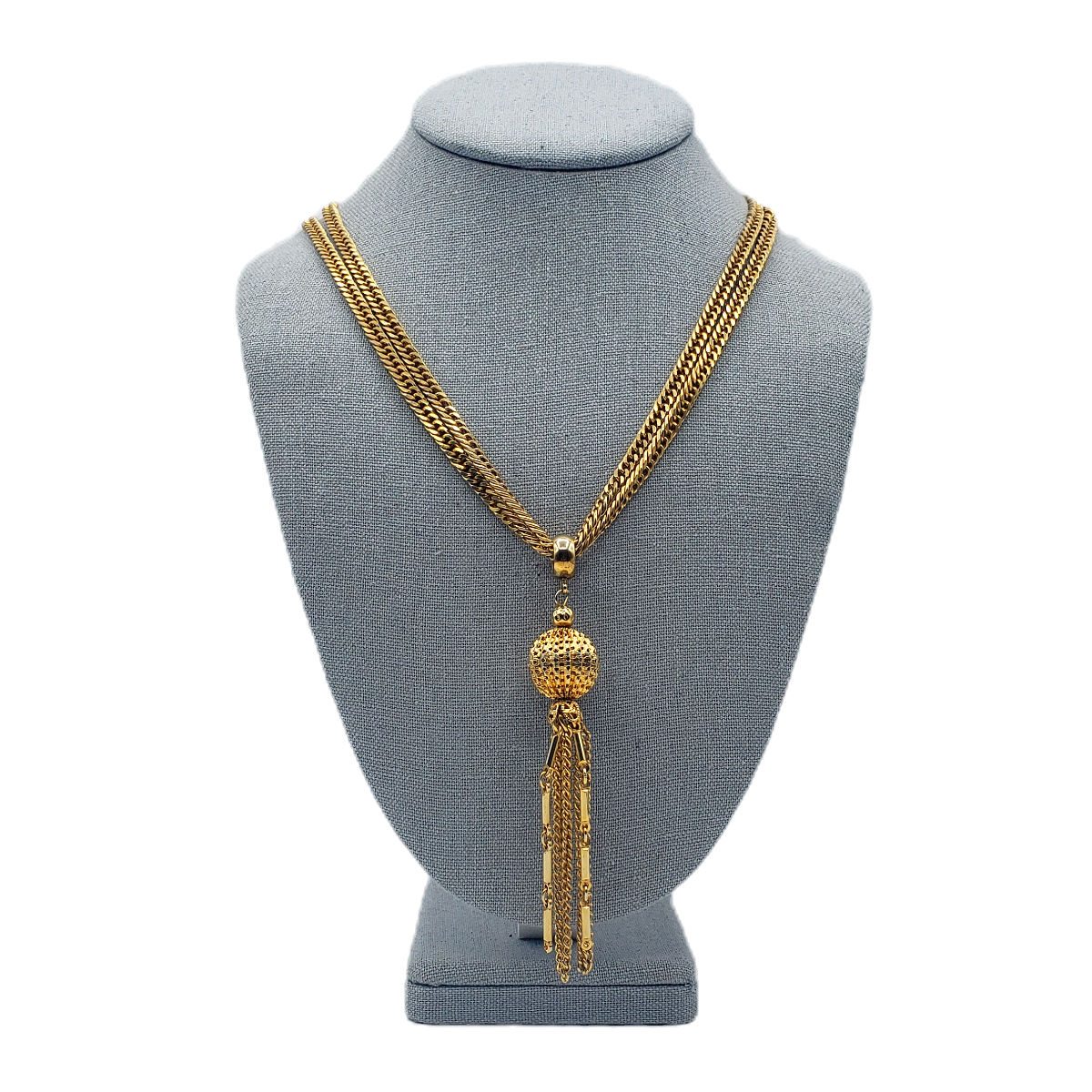 Vintage Gold Tone Tassel Pendant Necklace