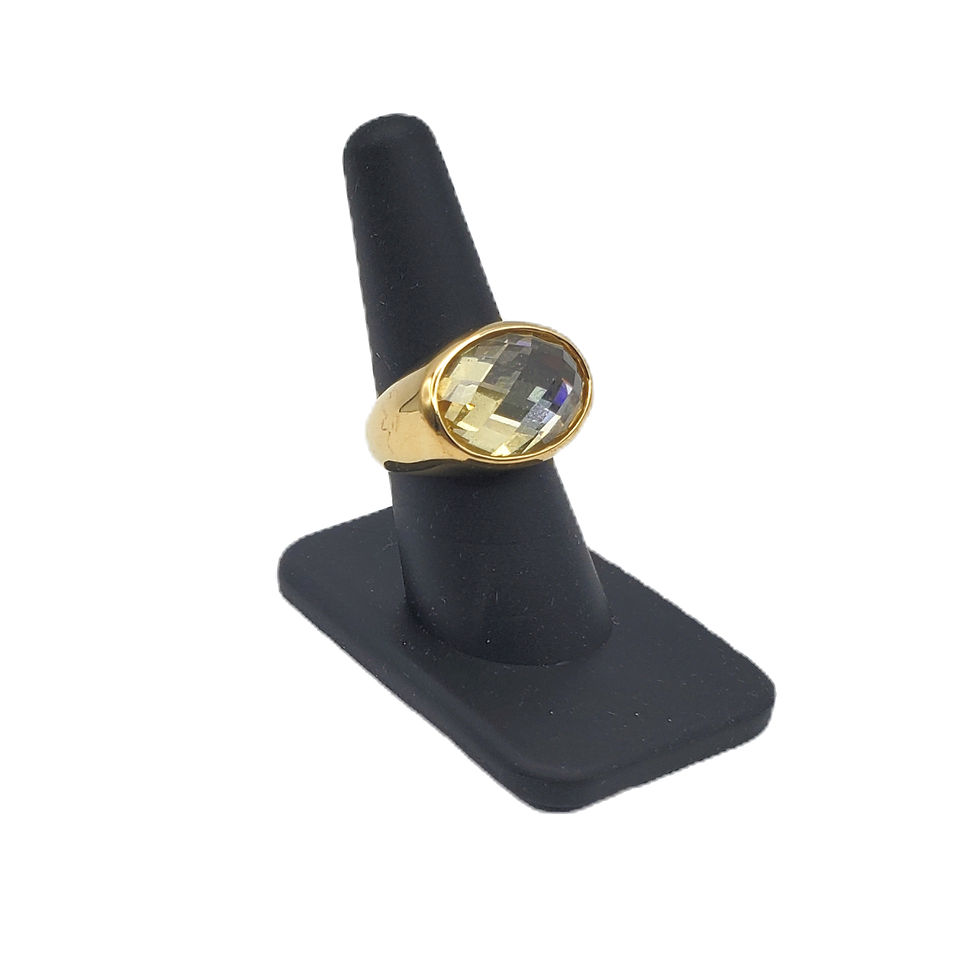 Thumbnail: Facetted Glass Gold Tone Ring