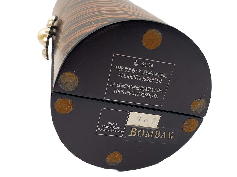 Thumbnail: Bombay Company Cylinder Jewelry Box label view