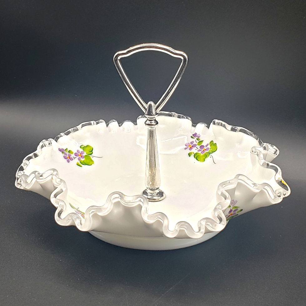 Thumbnail: Fenton Charlotte Smith Milk Glass Ruffled Candy Dish