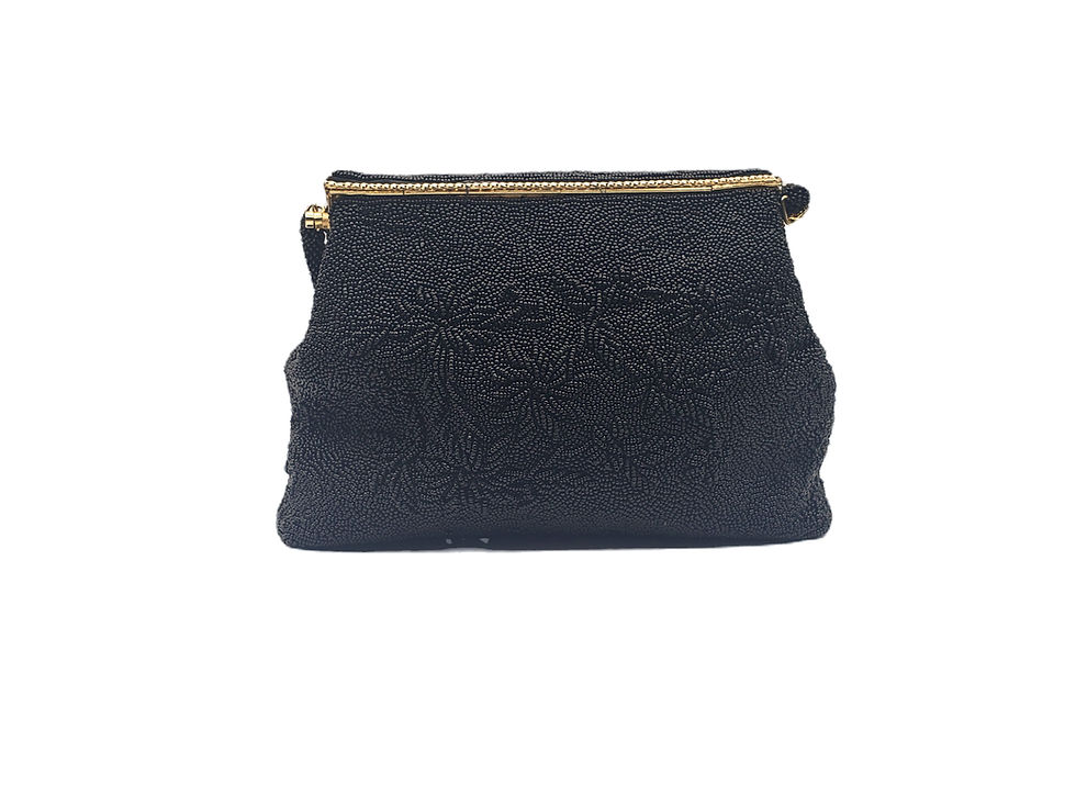 Thumbnail: Vintage Black Bead Evening Bag back view