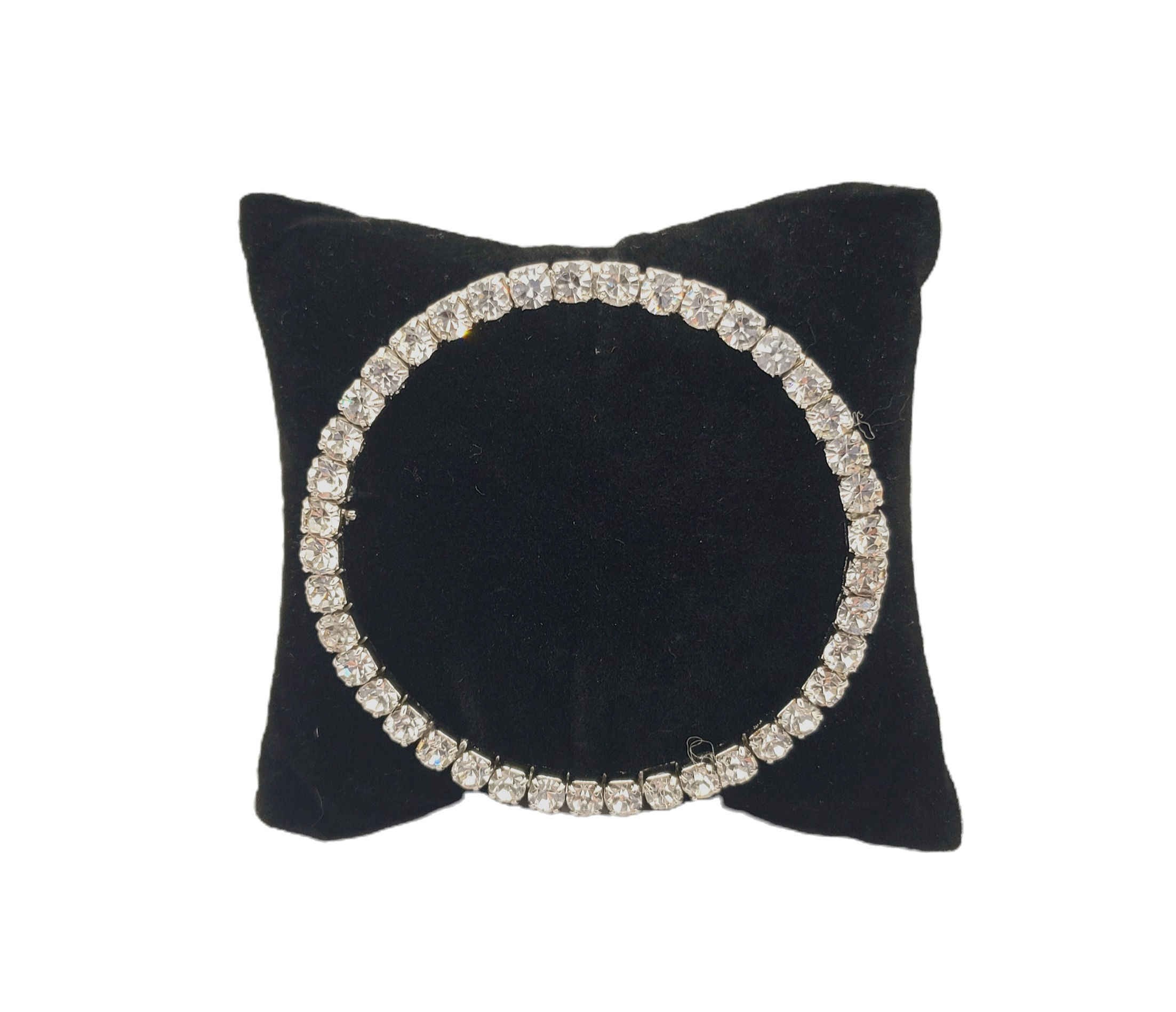 Vintge Clear Rhinestone Crystal Circle Brooch Pin