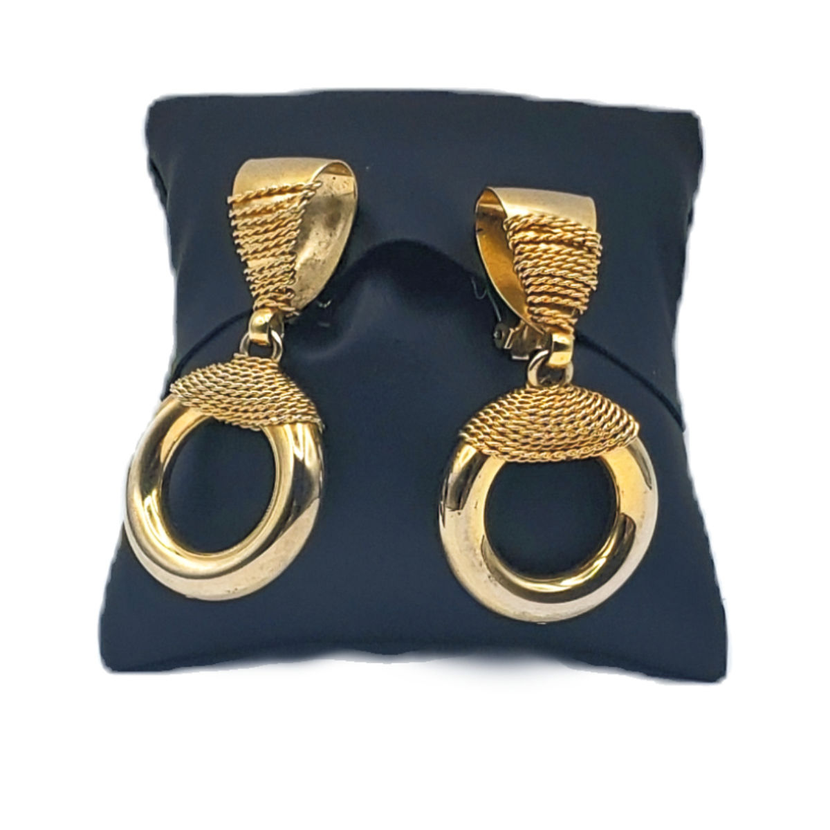 Vintage Gold Tone Hoop Clip Earrings