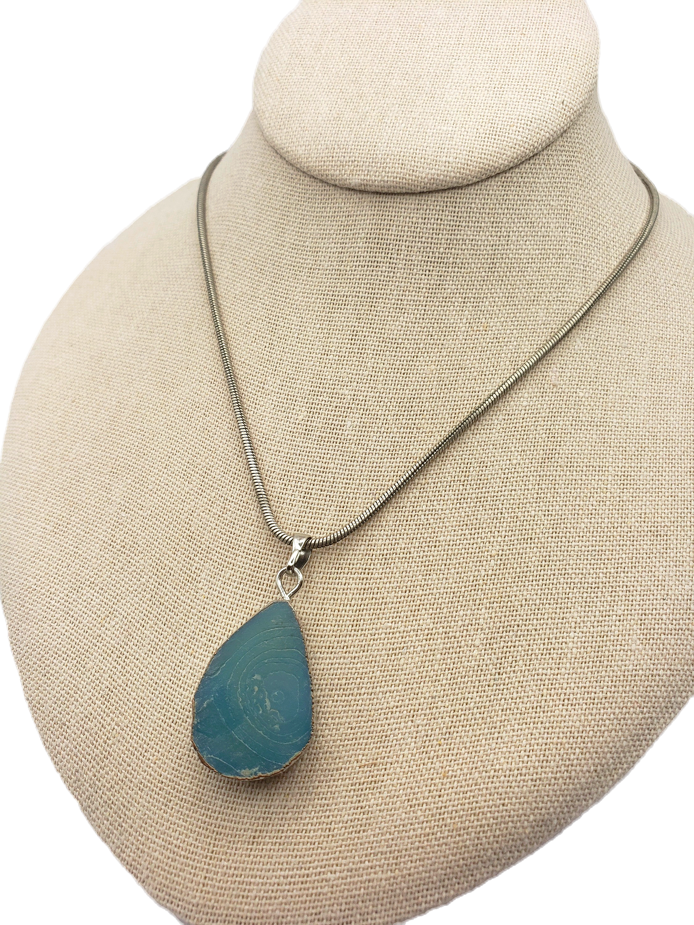 Silver Quartz Stone Double Sided Necklace