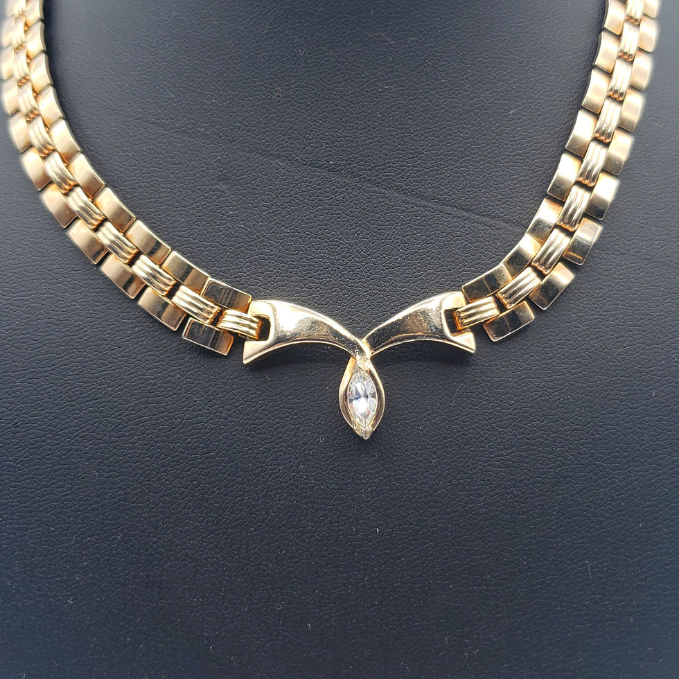 Thumbnail: Vintage 1960's Sperry Tara Gold Tone Brick Link Choker Necklace