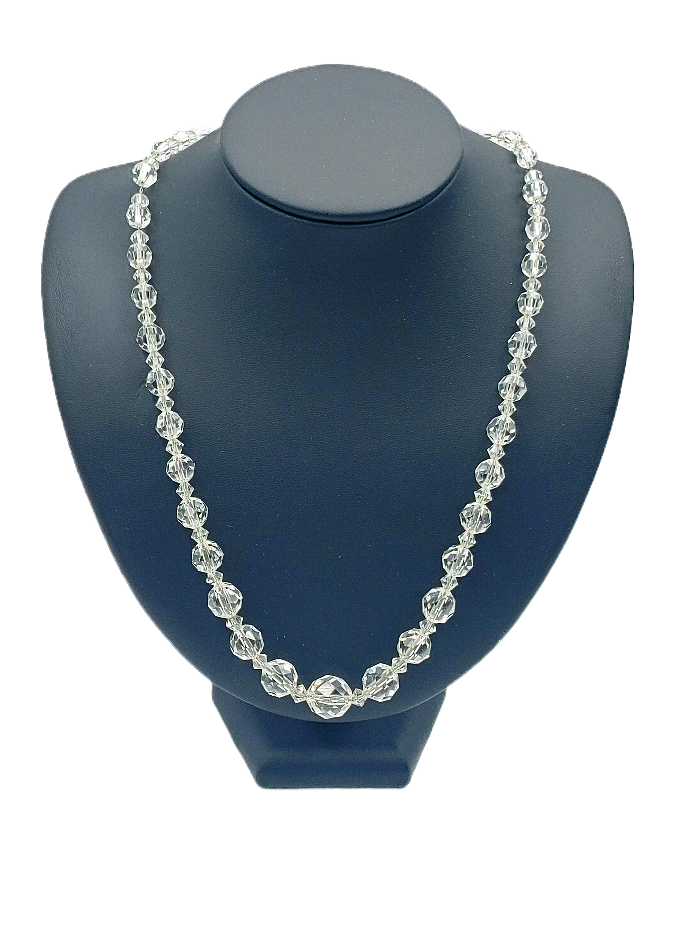 Vintage Clear Crystal Graduated Bead Necklace