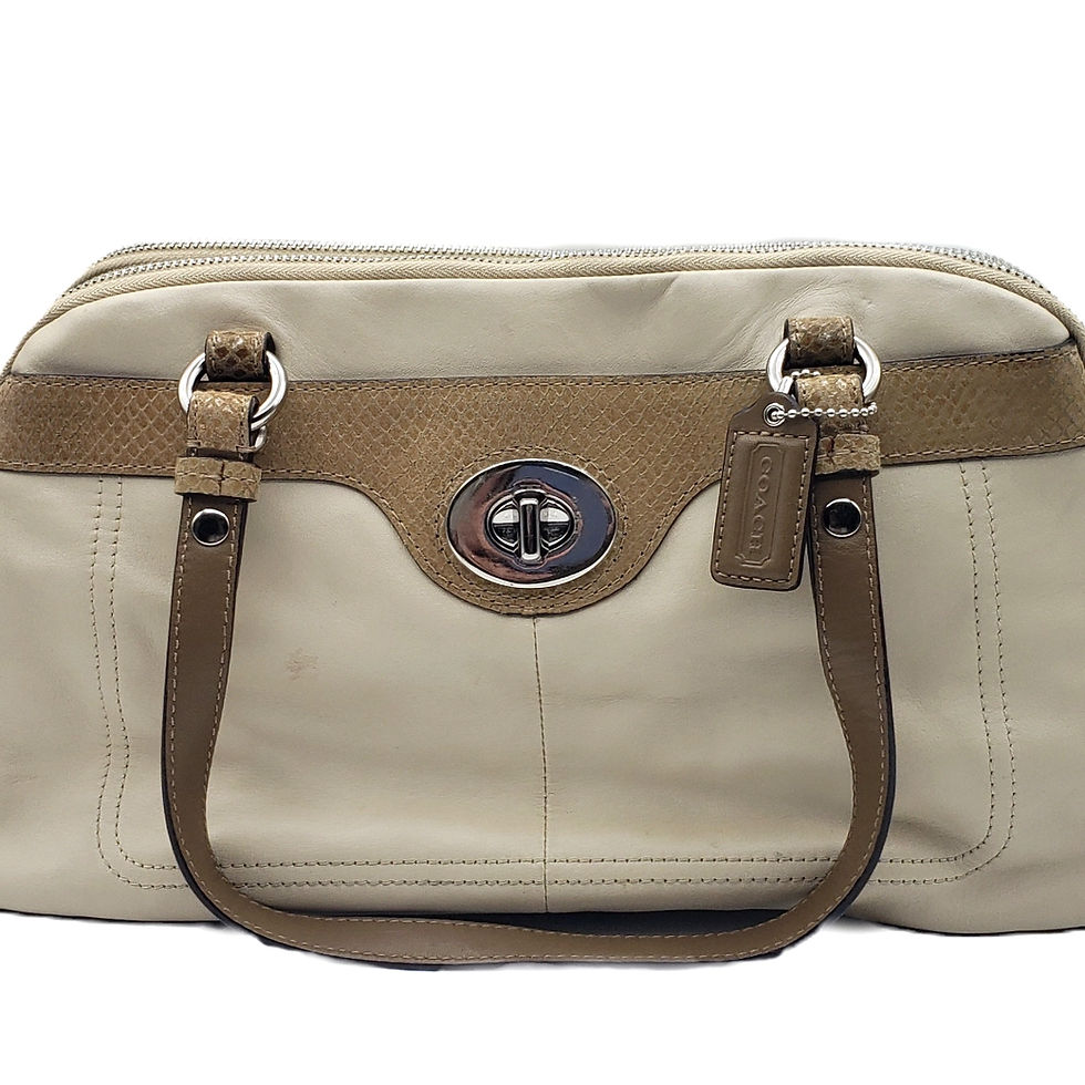 Thumbnail: Vintage Coach Penelope Cream Leather Satchel Python Embossed Trim