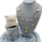 Tory Burch Layered Pearl Station Necklace & Cream Enamel Logo Bangle Set