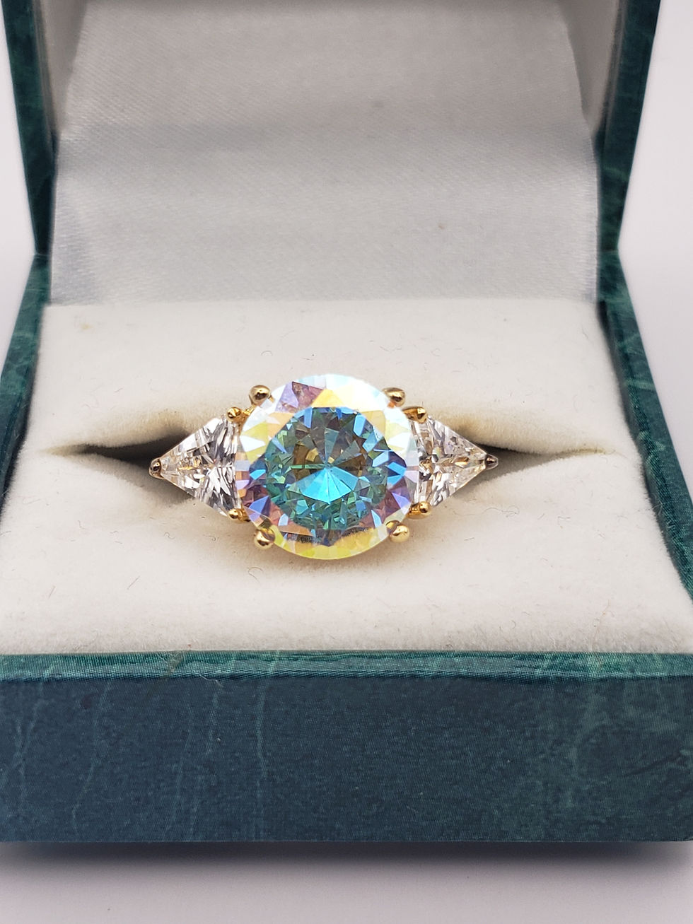 New in box Suzanne Somers 925 Silver Pastel Pink and Blue Crystal Ring