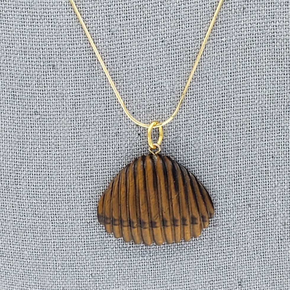 Thumbnail: Vintage Tiger Eye Shell Pendant Necklace