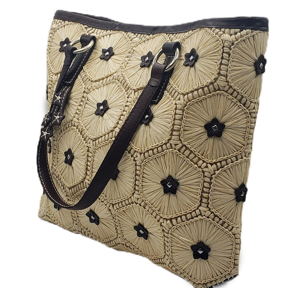 Thumbnail: Brighton Woven Straw & Leather Tote Bag