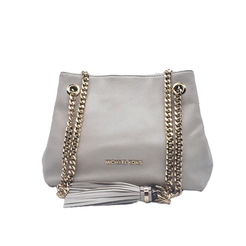 Michael Kors Jet Set Chain Medium Shoulder Tote Ivory White Leather Purse Bag