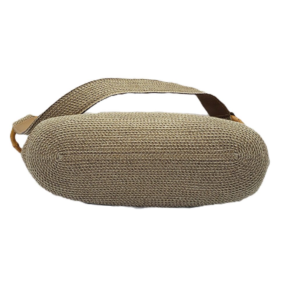 Thumbnail: Vintage Eric Javits Squishee Hobo Shoulder Bag Bamboo Turn Lock