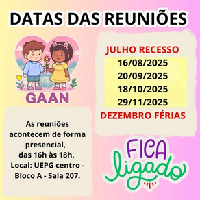 Datas das reuniões do GAAN no segundo semestre de 2025