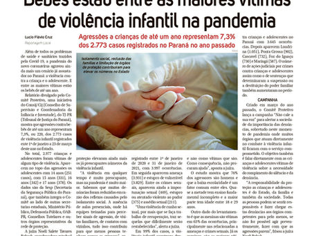 "Bebês estão entre as maiores vítimas de violência infantil na pandemia" Matéria - Folha de Londrina