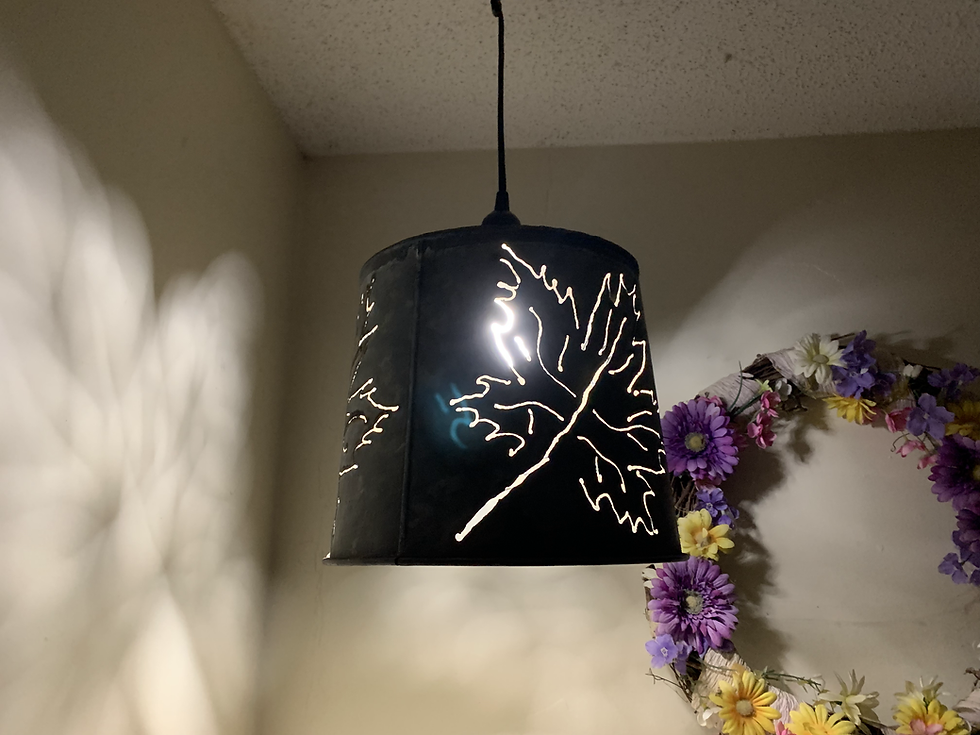 Thumbnail: Triple-Sided Sap Bucket Pendant Light with Maple Leaf Detail (Large)