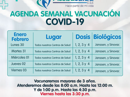 Agenda semanal de vacunación COVID-19.