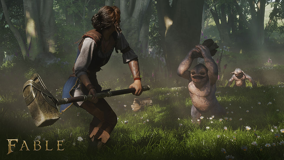 Close-up view of a character casting a magical spell in a forest clearing