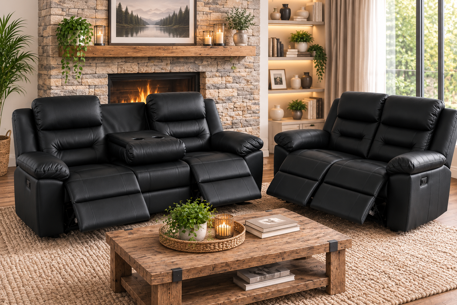 3+2 Bonded Leather Recliner Lounge Suite