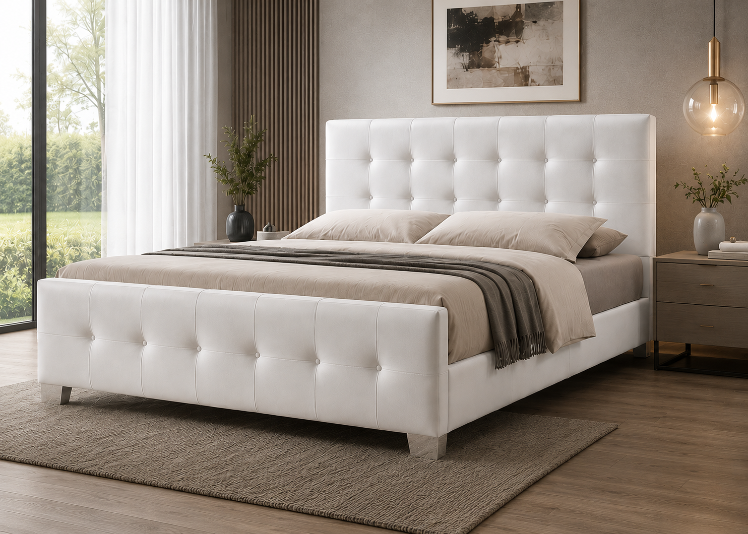 Queen "Georgia" Slat Bed White