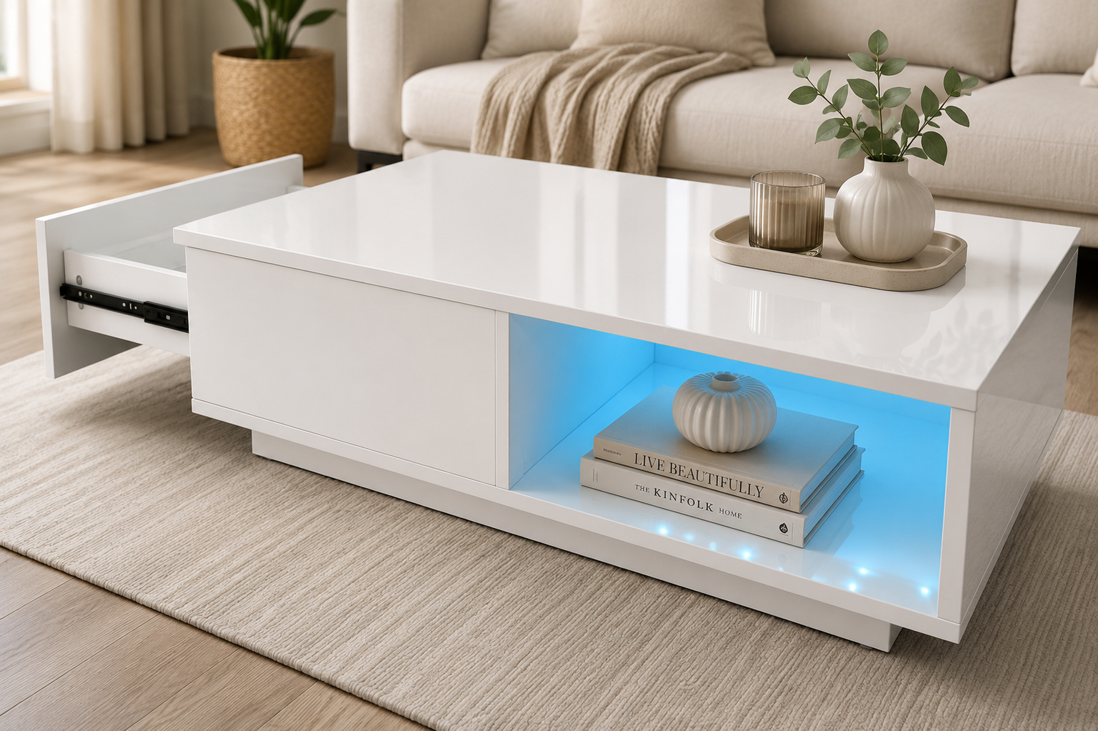 Coffee Table in White High Gloss