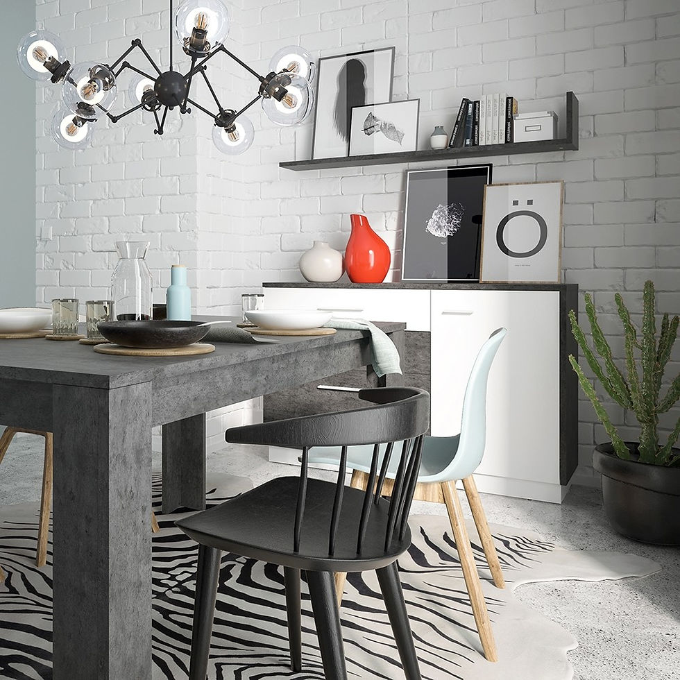 Thumbnail: Zarah Sideboard with 2 doors and 2 drawers in in White and Dark Concrete Effect
