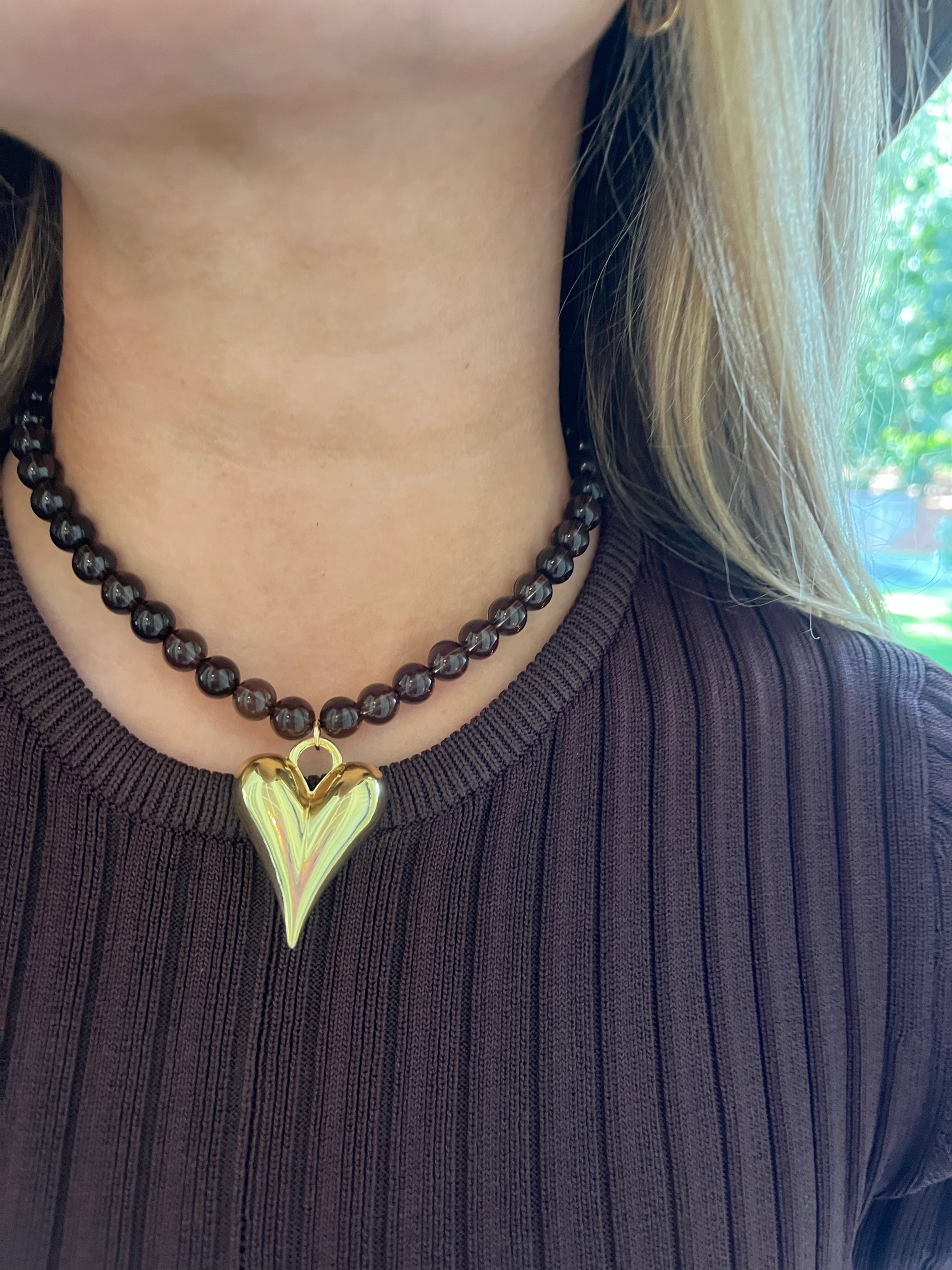 Puffy Drop Heart Necklace 