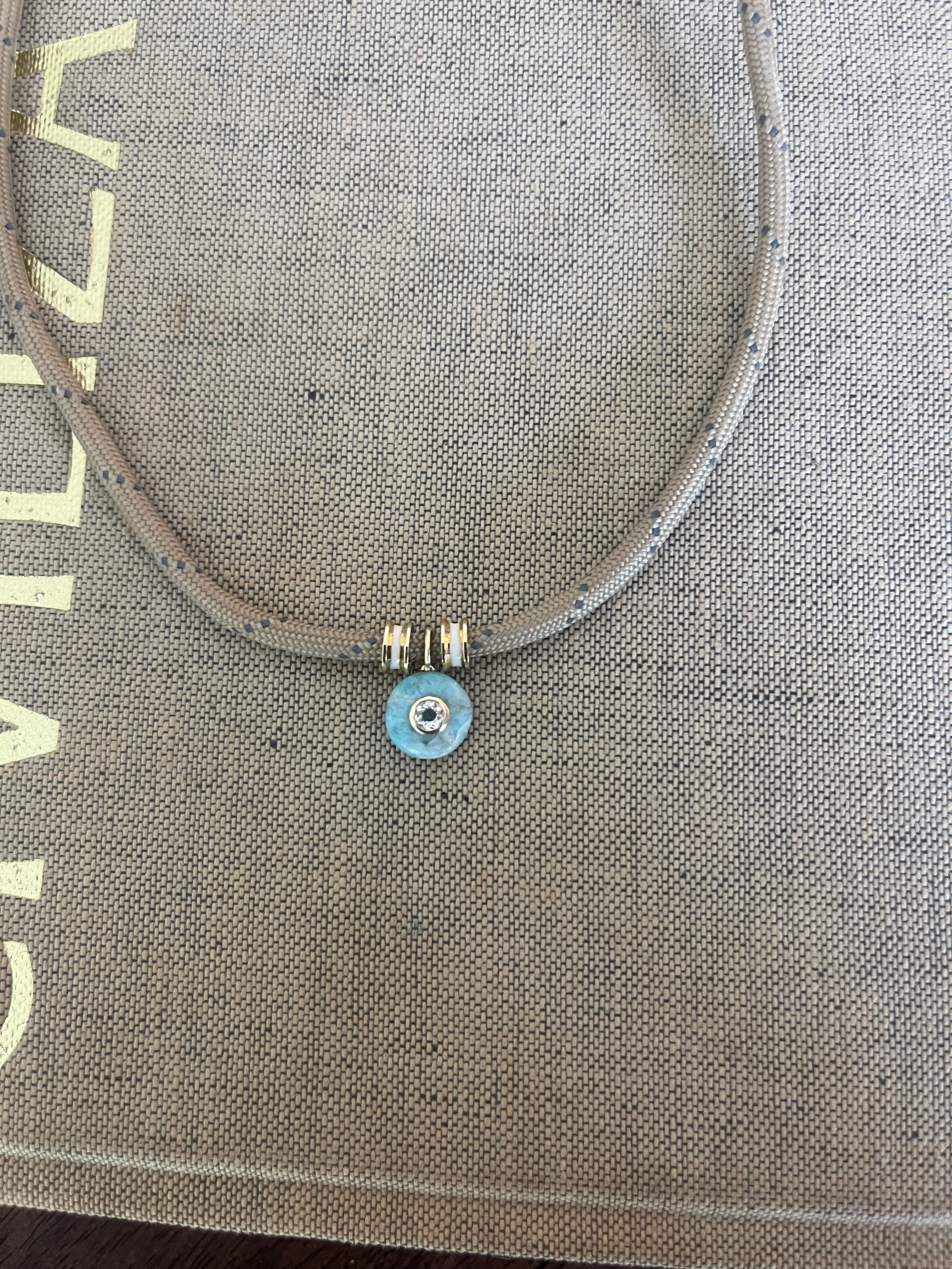 copy of Drift Larimar  Tan Cord Necklace