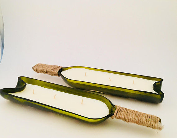 Thumbnail: Soy Wax Candle In Recycled Wine Bottle Dish