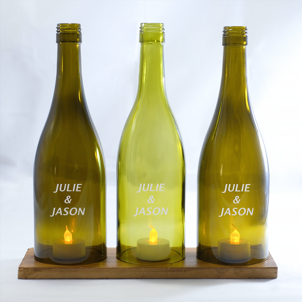 Thumbnail: Wine Bottle Trio Candle Holder Set | Beautiful Dining Centerpiece