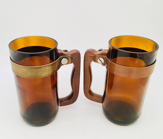 Thumbnail: Upcycled Beer Mug – Handcrafted from Recycled Amber Bottles