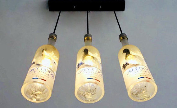 Thumbnail: Grey Goose Bottle Pendant Light | 3-Bottle Chandelier Fixture
