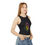 Thumbnail: Side view of  woman wearing a  Love Light & Pride Women's Micro Rib Tank Top in Black