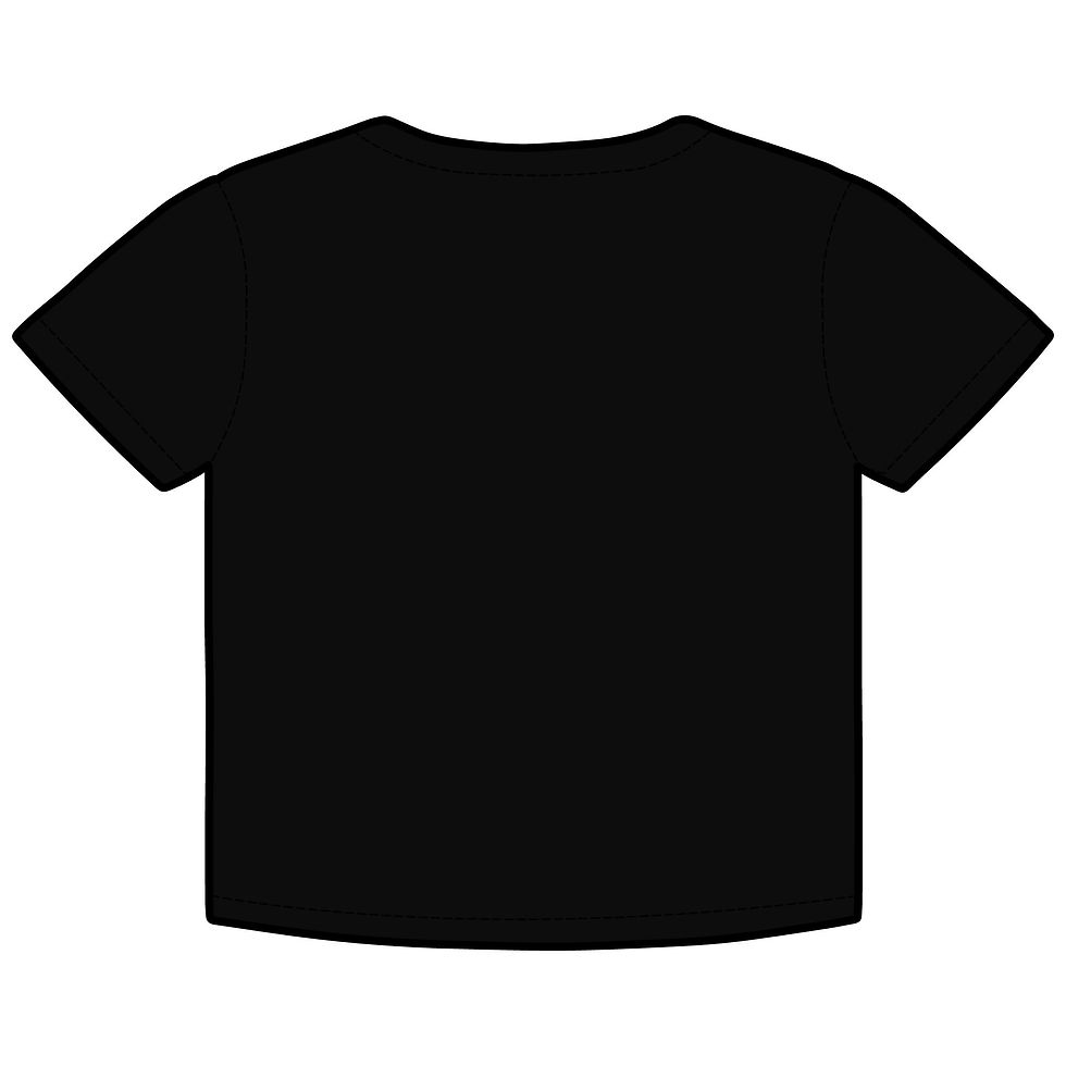 back view of Sacral O Organic Rib Baby Tee – Pride Edition in black